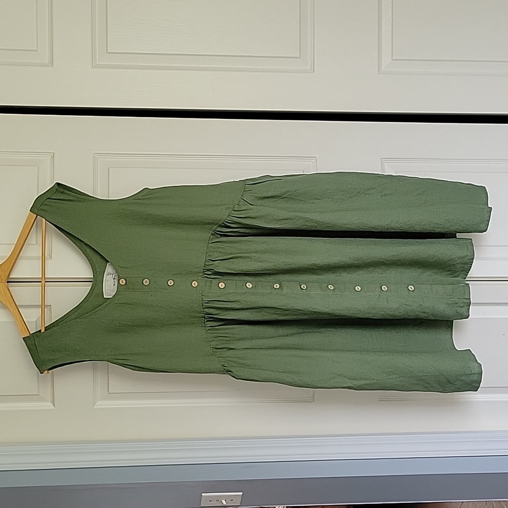 NotPerfectLinen linen Volume dress Vintage Green